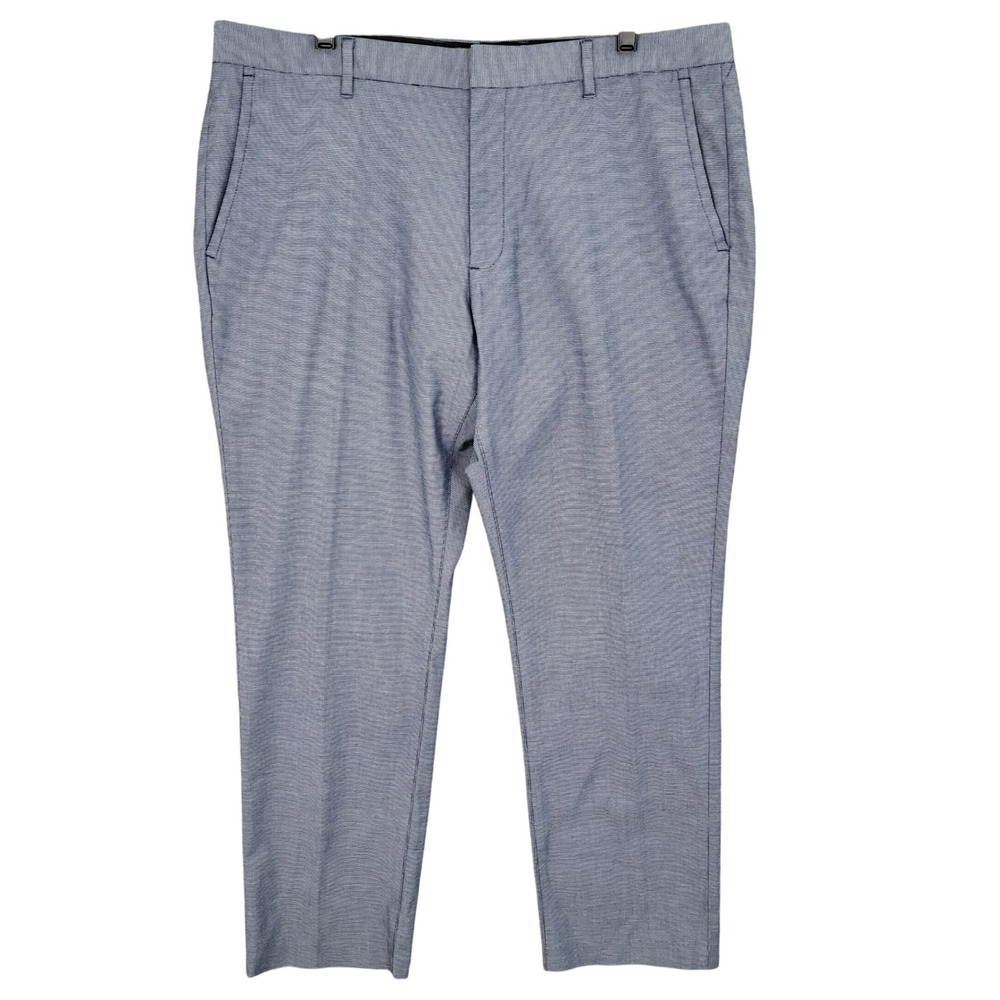 Bonobos Mens Wednesday Pants 38x30 Blue Textured Straight Leg Cotton Blend‎ Golf